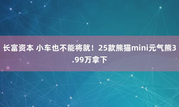 长富资本 小车也不能将就！25款熊猫mini元气熊3.99万拿下