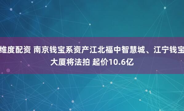 维度配资 南京钱宝系资产江北福中智慧城、江宁钱宝大厦将法拍 起价10.6亿