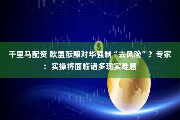 千里马配资 欧盟酝酿对华强制“去风险”？专家：实操将面临诸多现实难题