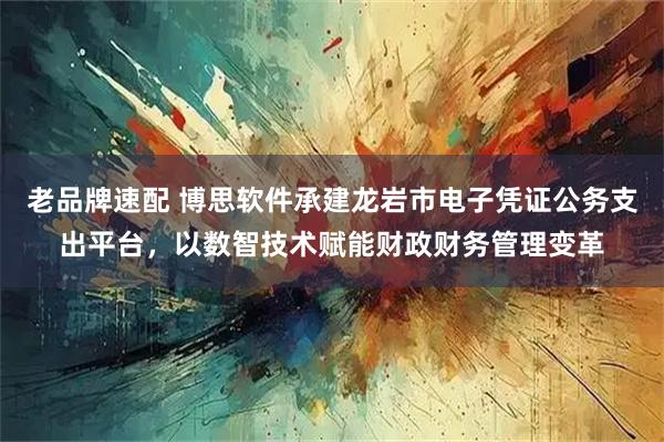 老品牌速配 博思软件承建龙岩市电子凭证公务支出平台，以数智技术赋能财政财务管理变革